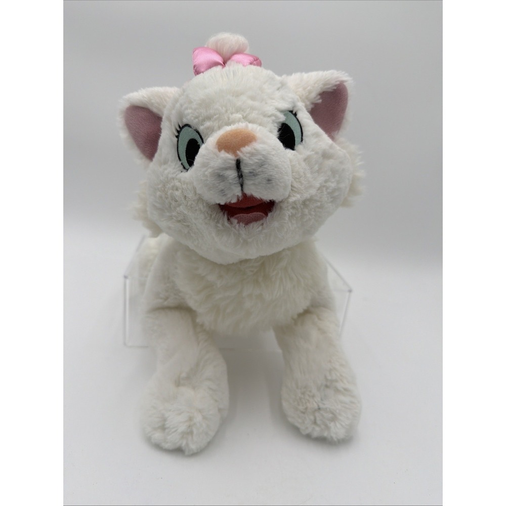 Disney Parks Aristocats Marie 15" Plush White Kitty Cat Pink Bow Stuffed Animal